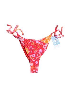NWT | Roxy Meadow Flowers Cheeky Tie-Side Bikini Bottoms | Orange Pink | XL